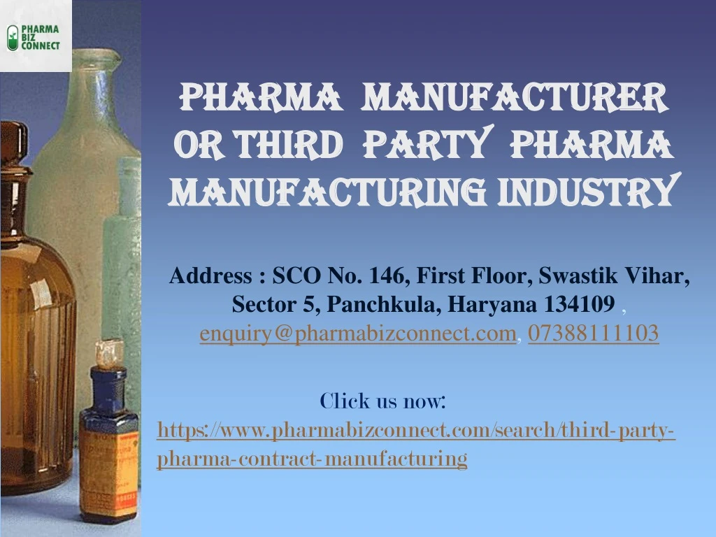 pharma manufacturer or third party pharma manufacturing industry