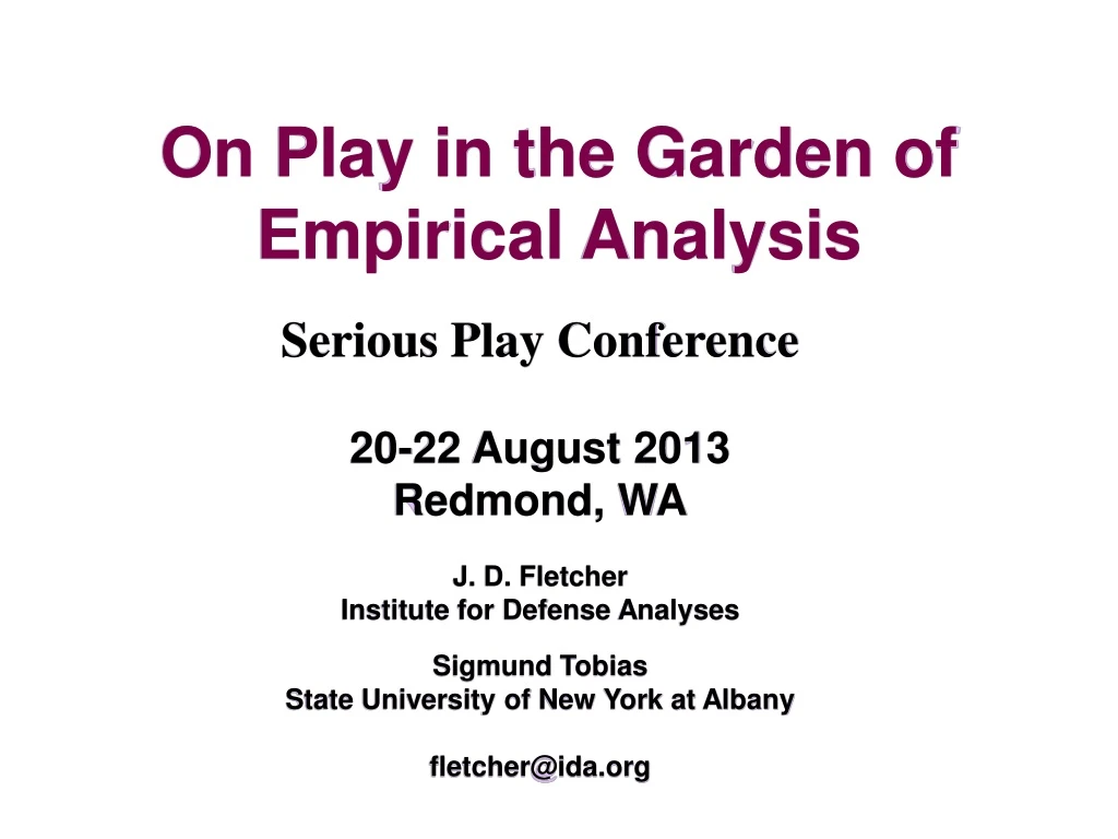 on play in the garden of empirical analysis
