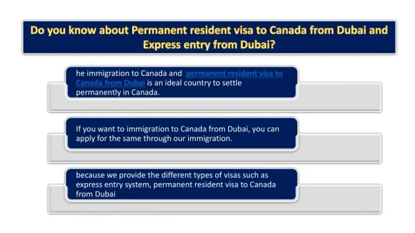 Do you want to apply Permanent resident visa to Canada from Dubai?