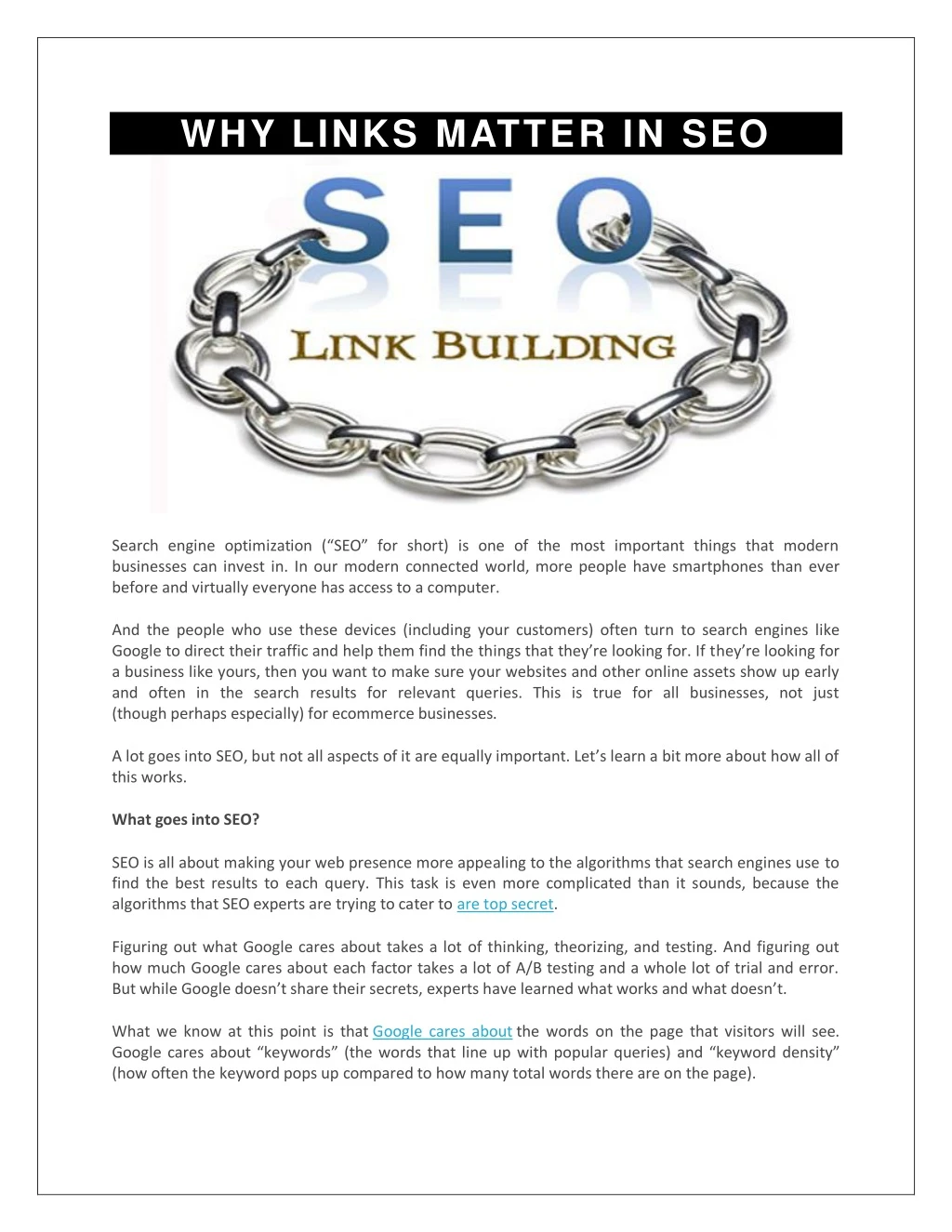 why links matter in seo