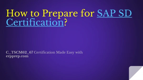 [PDF] How to Prepare for SAP SD (C_TSCM62_67) Certification?