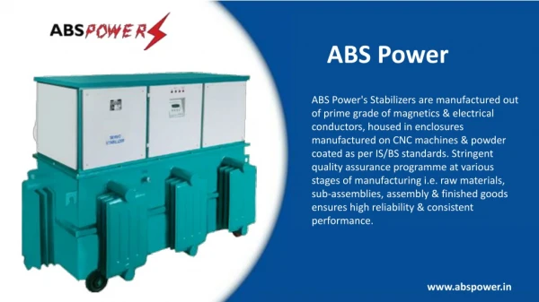Servo Stabilizer in Yamuna Nagar | ABS Power