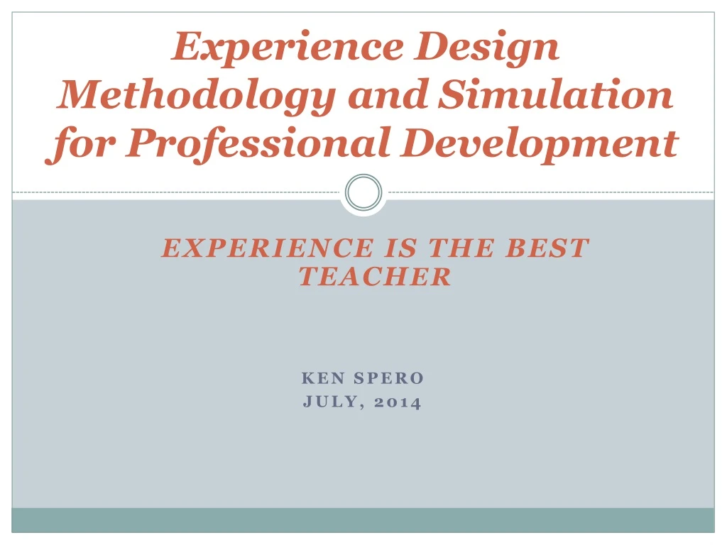 experience design methodology and simulation