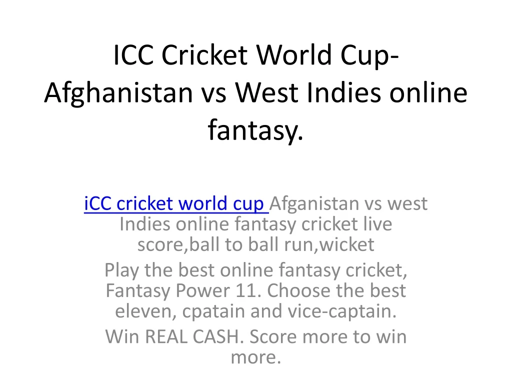 icc cricket world cup afghanistan vs west indies online fantasy