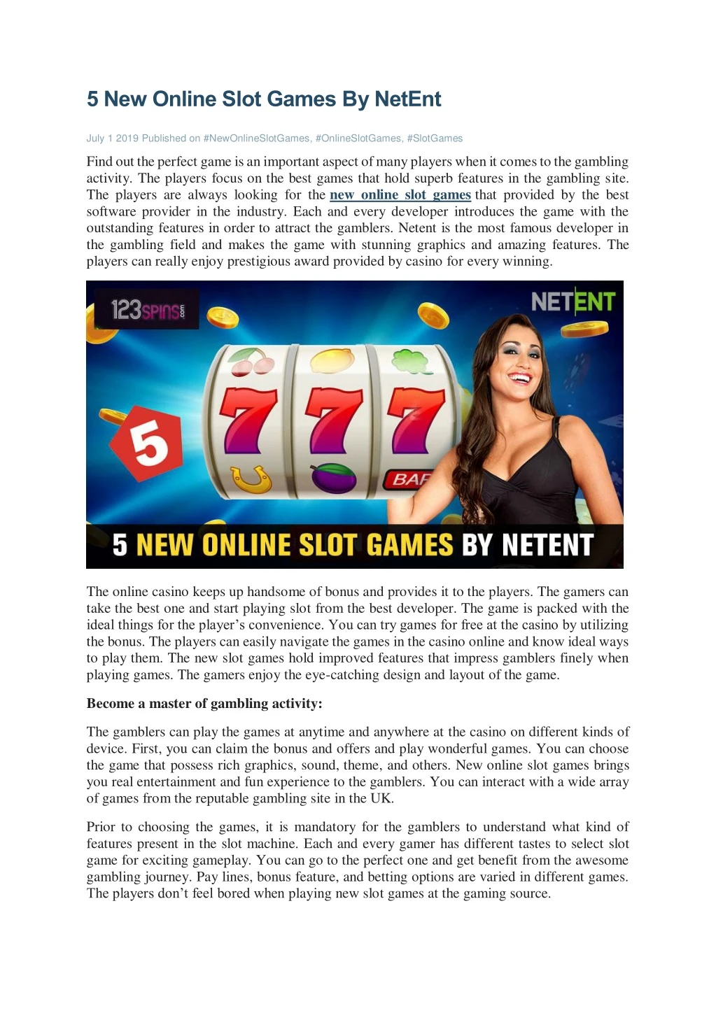 5 new online slot games by netent