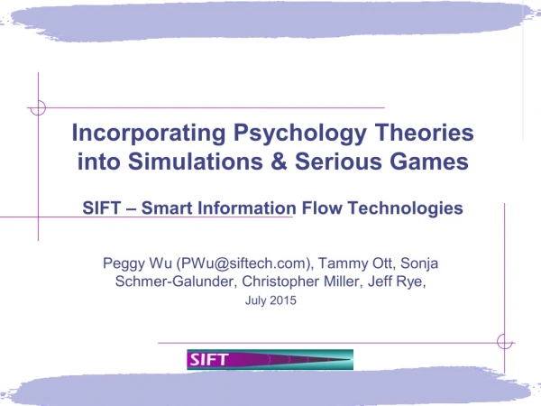 Peggy Wu - Incorporating Psychology Theories into Simulations & Serious Games