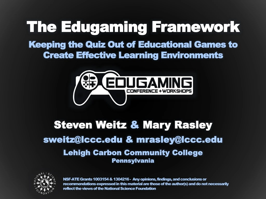 the the edugaming edugaming framework keeping