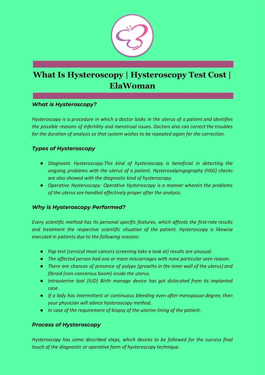 what is hysteroscopy hysteroscopy test cost