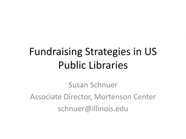 Fundraising Strategies in US Public Libraries