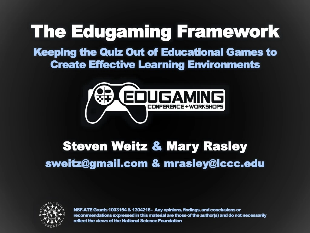 the the edugaming edugaming framework keeping