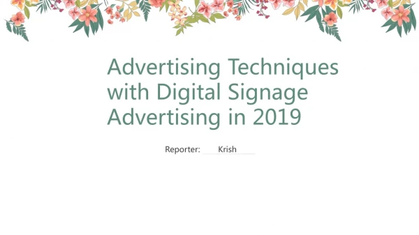 Advertising Techniques with Digital Signage Advertising in 2019