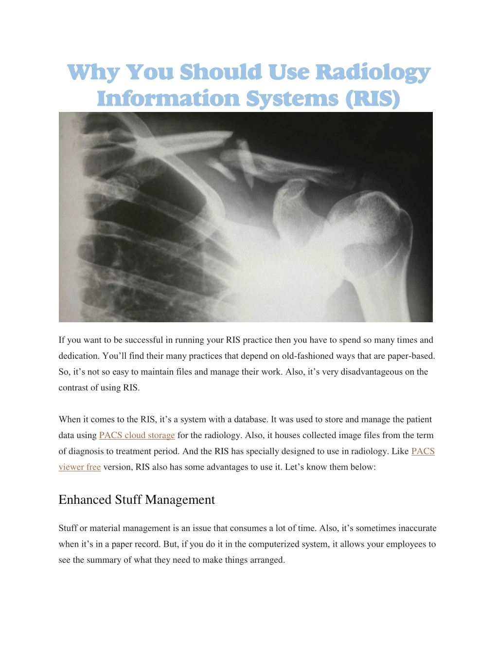 why you should use radiology information systems