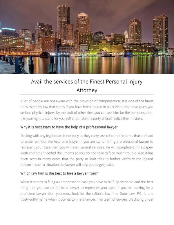 Avail the services of the Finest Personal Injury Attorney