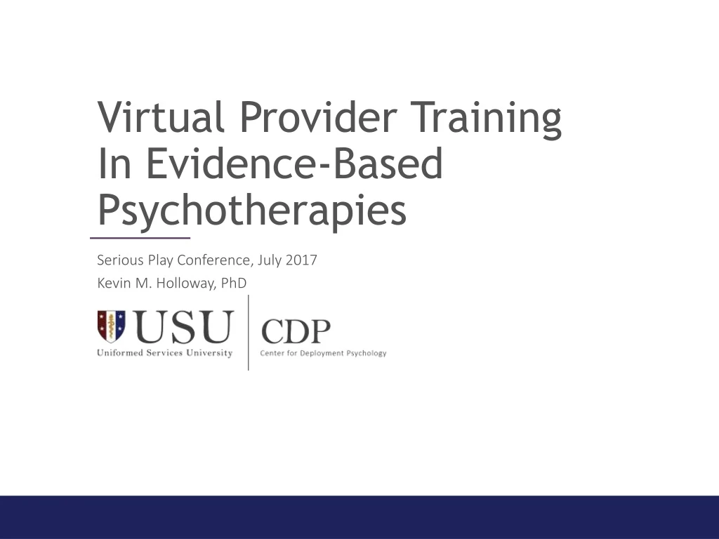 virtual provider training in evidence based
