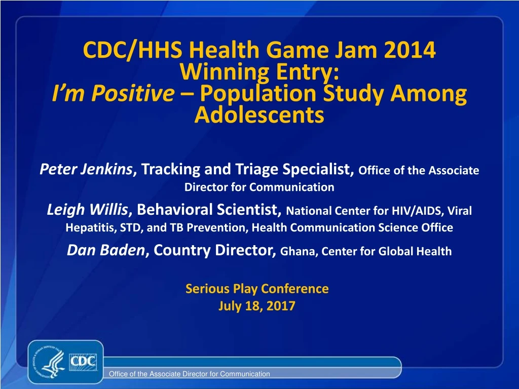 cdc hhs health game jam 2014 winning entry