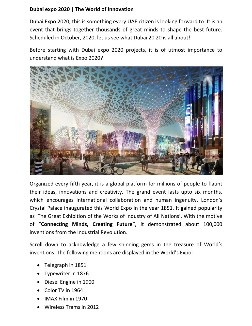 dubai expo 2020 the world of innovation