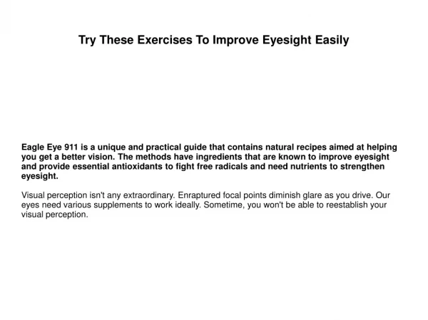 Try These Exercises To Improve Eyesight Easily