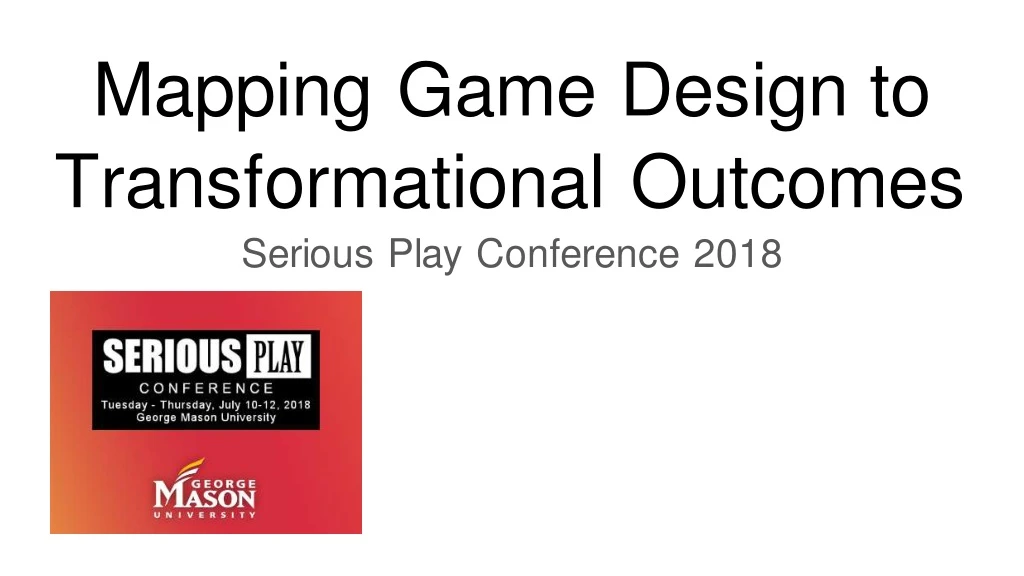 mapping game design to transformational outcomes