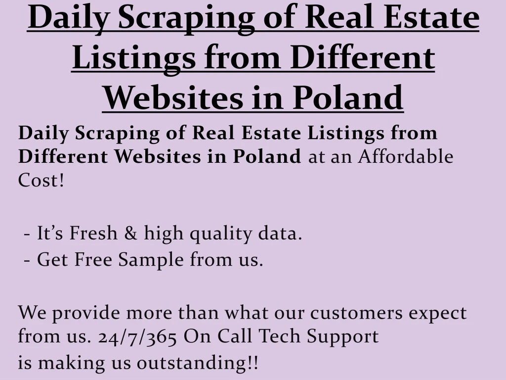 daily scraping of real estate listings from different websites in poland