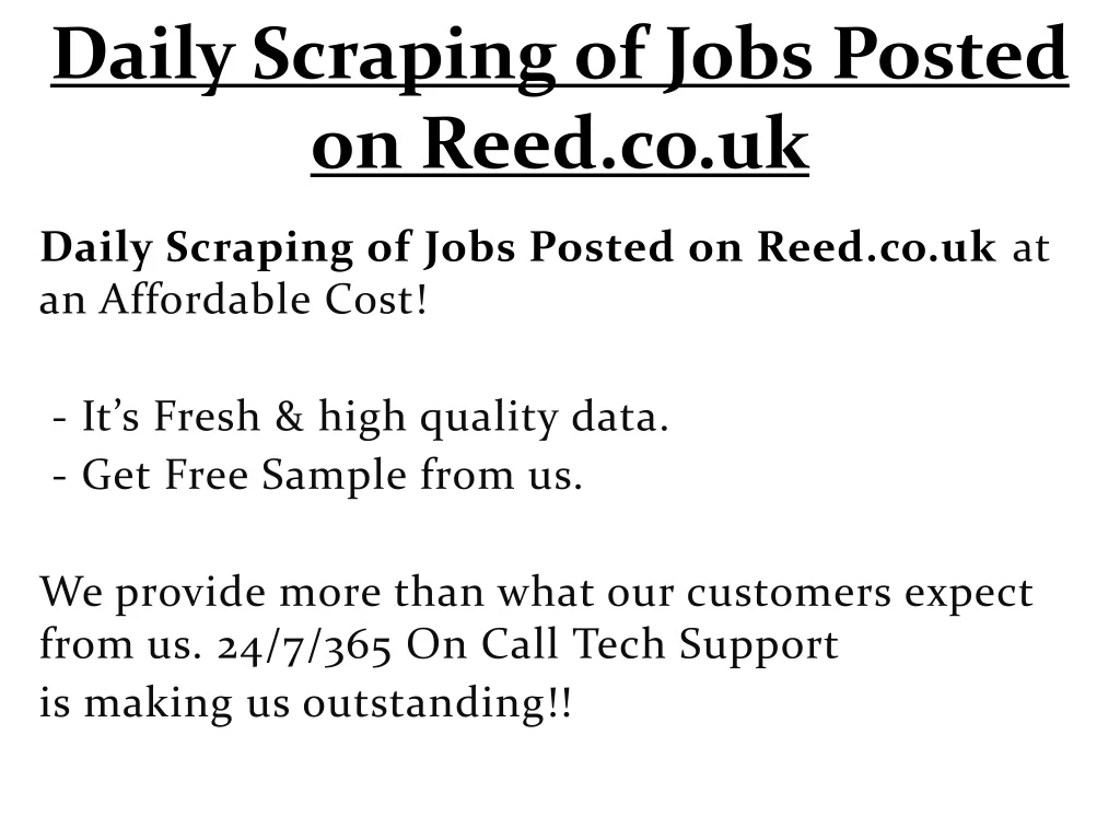 daily scraping of jobs posted on reed co uk