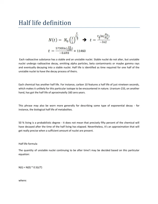 half life calculator