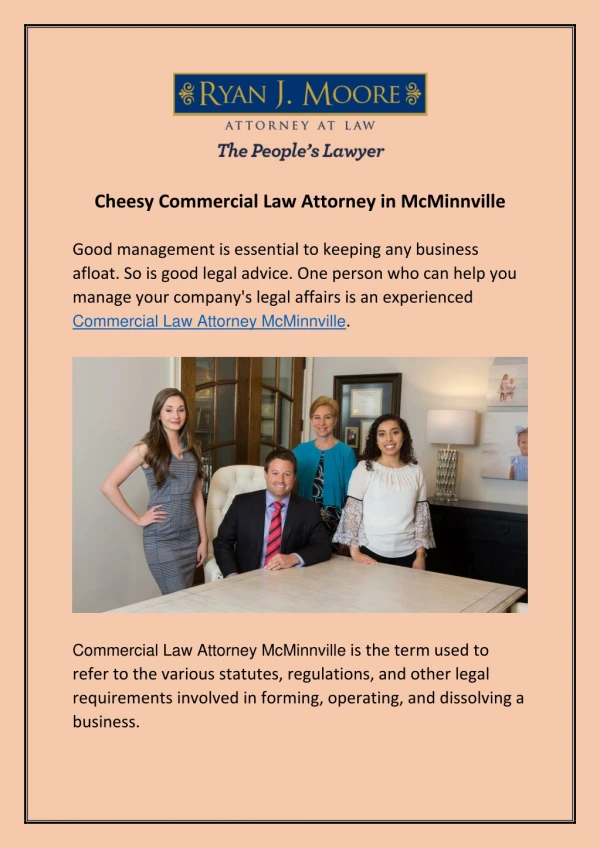 Cheesy Commercial Law Attorney in McMinnville