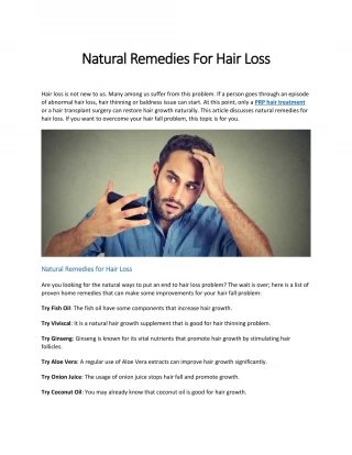 Natural Remedies For Hair Loss