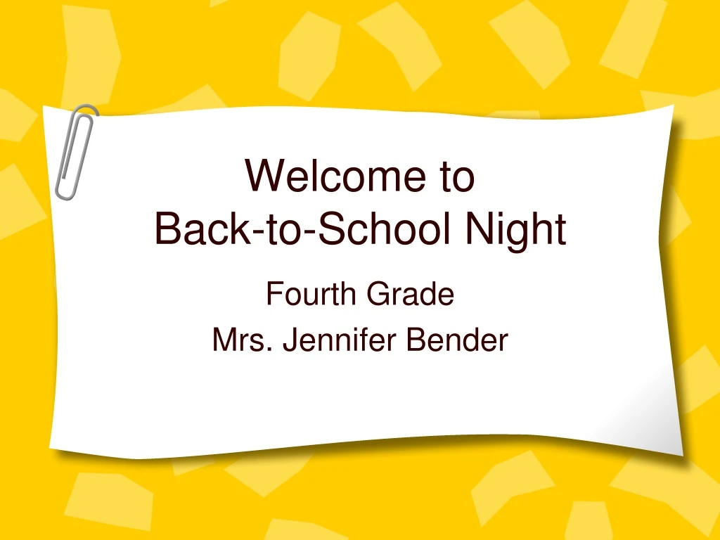 welcome to back to school night