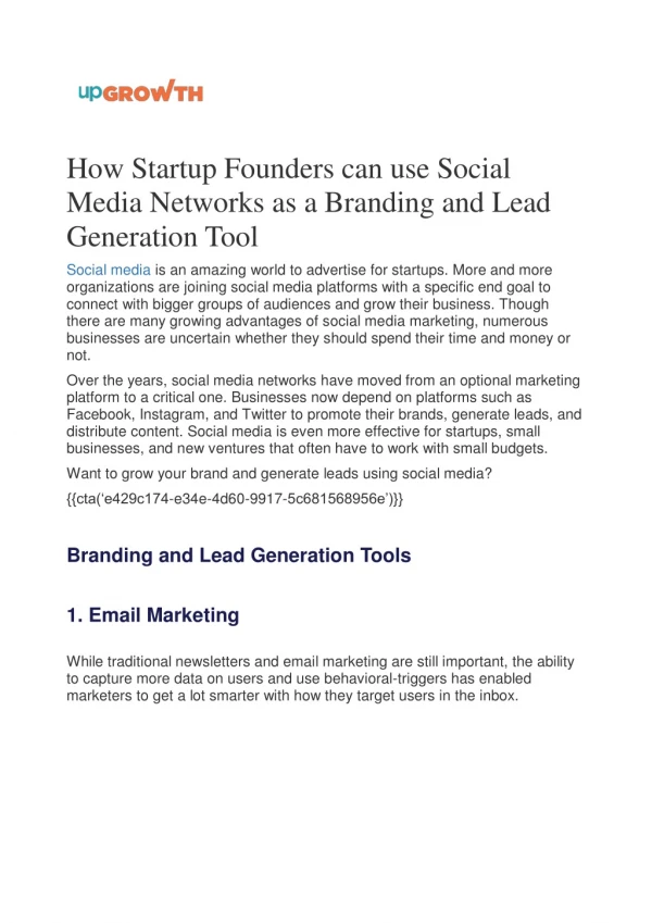 How Startup Founders can use Social Media Networks as a Branding and Lead Generation Tool