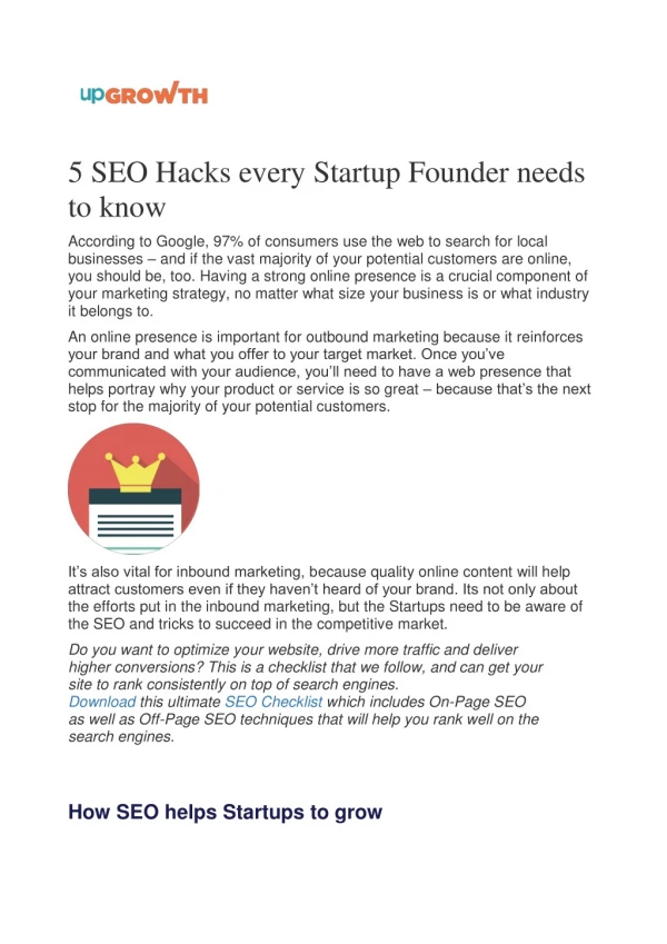 5 SEO Hacks every Startup Founder needs to know