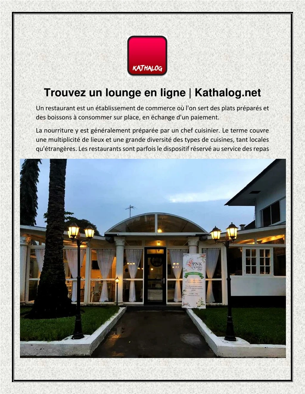 trouvez un lounge en ligne kathalog net