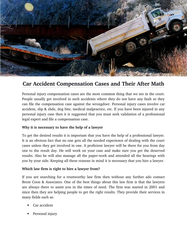 Car Accident Compensation Cases and Their After Math