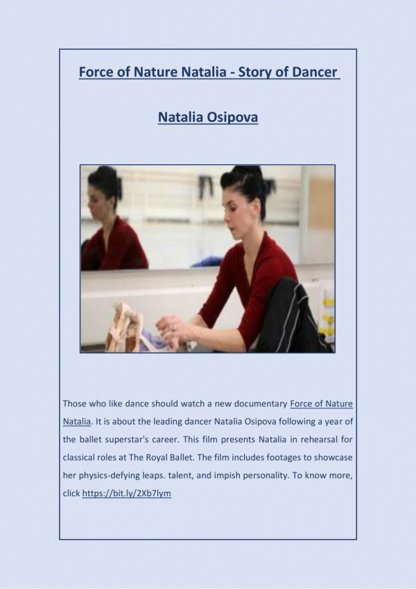 Force of Nature Natalia - Story of Dancer Natalia Osipova