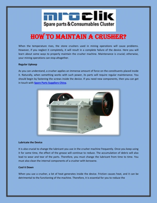 How to Maintain a Crusher?
