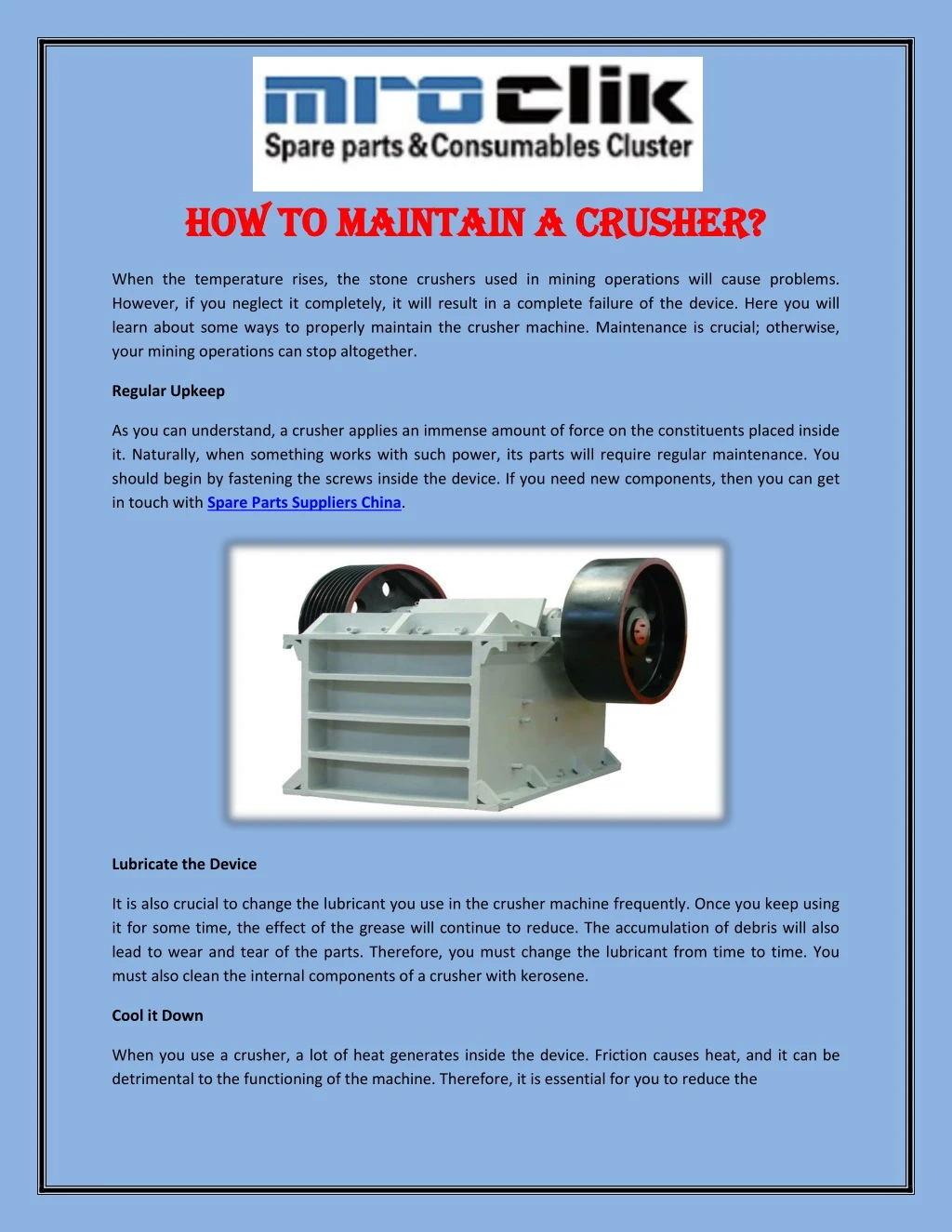 how to maintain a crusher how to maintain