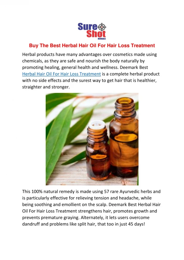 Buy The Best Herbal Hair Oil For Hair Loss Treatment