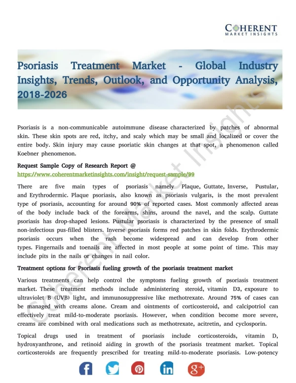 Psoriasis Treatment Market - Industry Insights, Trends, Outlook, and Opportunity Analysis, 2018-2026
