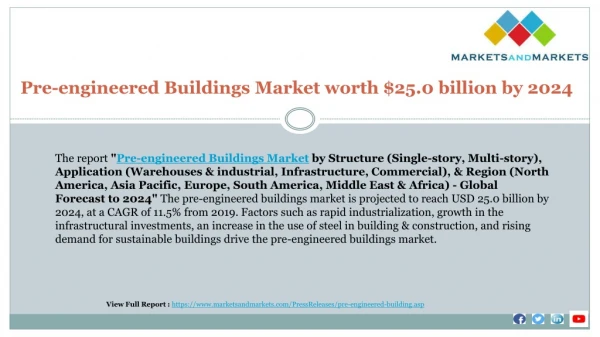 Pre-engineered Buildings Market worth $25.0 billion by 2024