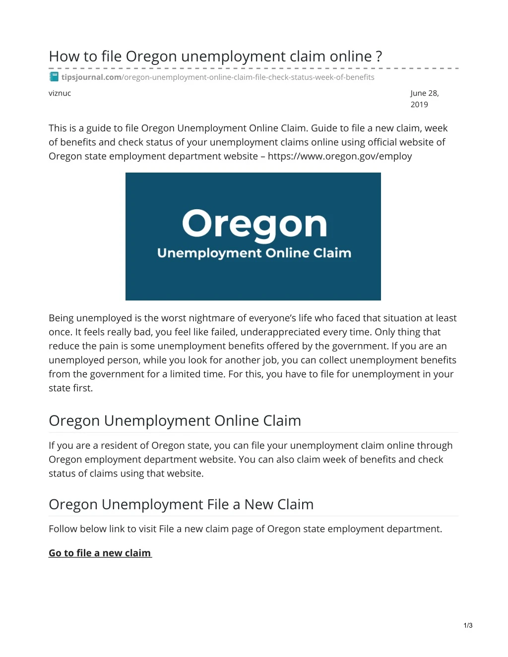 how to file oregon unemployment claim online