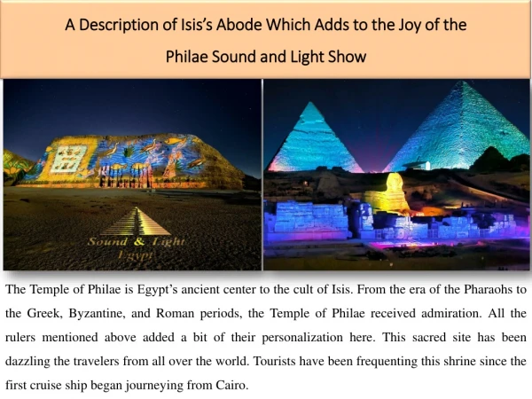 A Description of Isis’s Abode Which Adds to the Joy of the Philae Sound and Light Show