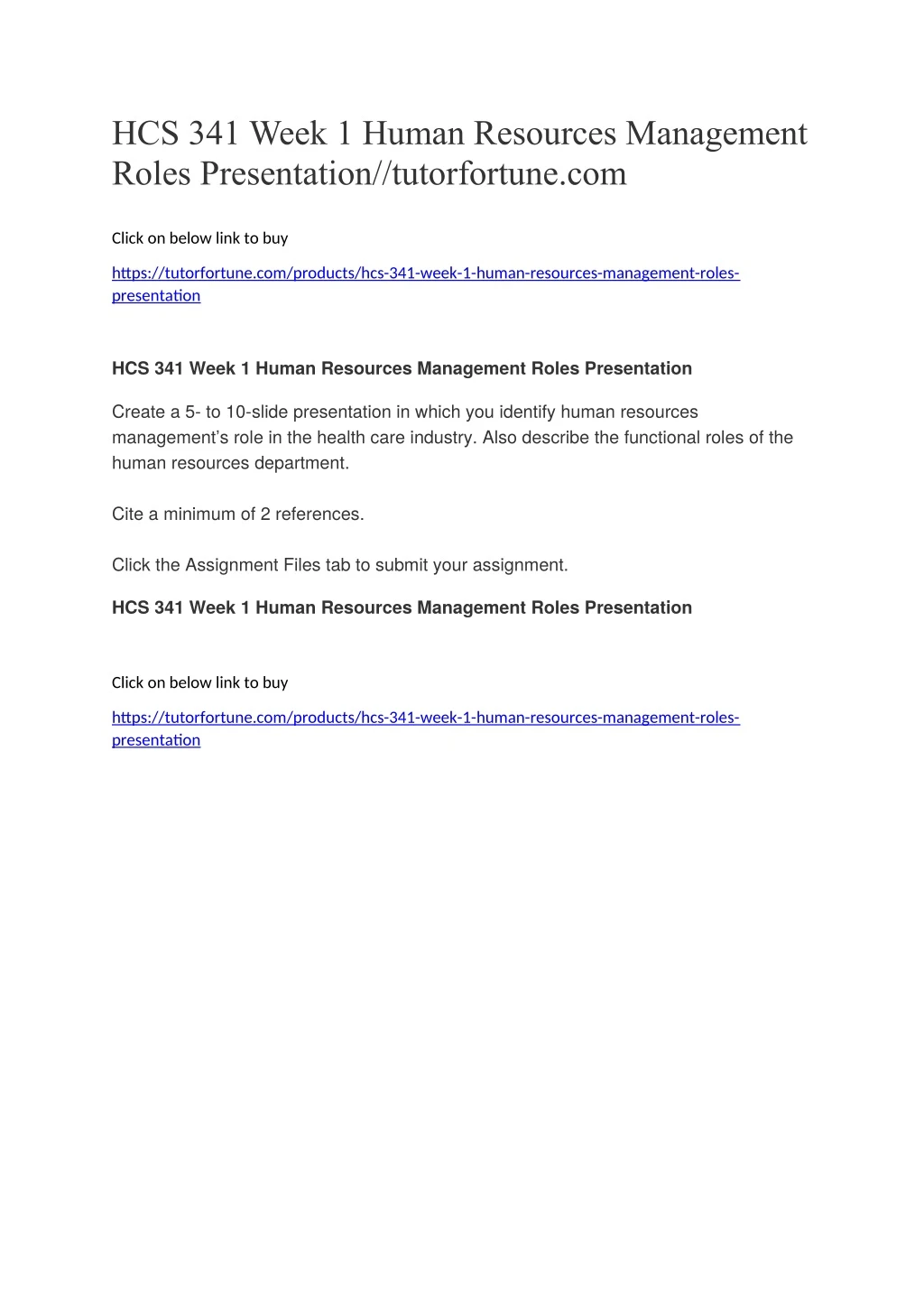 hcs 341 week 1 human resources management roles