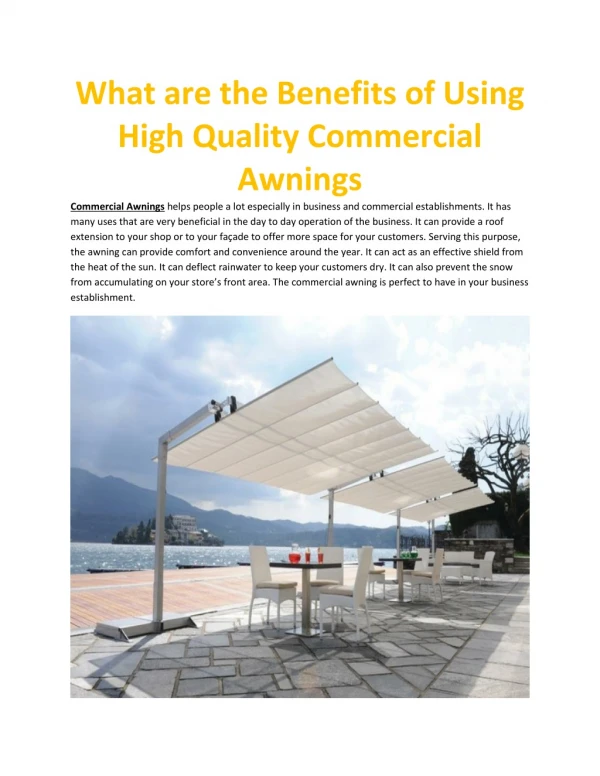 What are the Benefits of Using High Quality Commercial Awnings