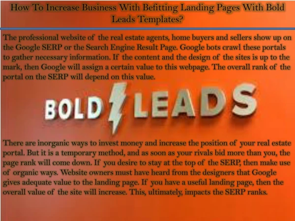 How To Increase Business With Befitting Landing Pages With Bold Leads Templates?