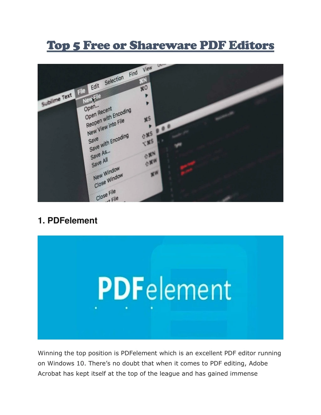 top 5 free or shareware pdf editors