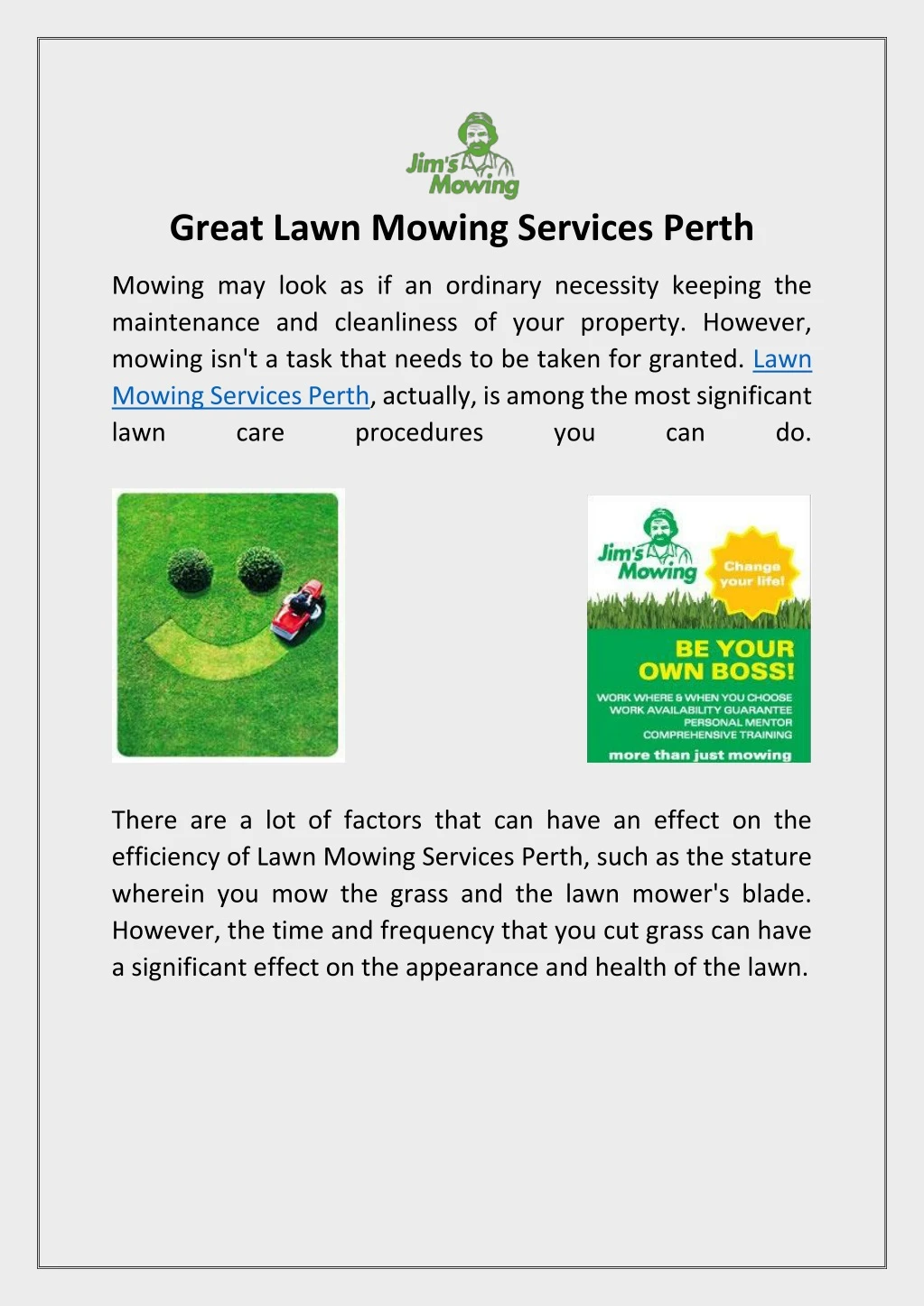 great lawn mowing services perth