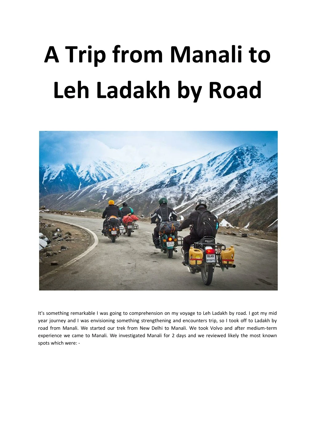 a trip from manali to leh ladakh by road