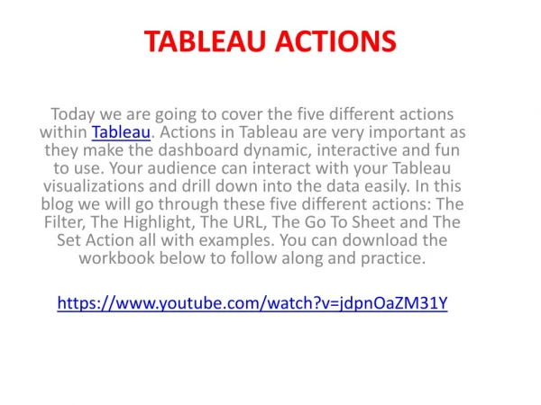 TABLEAU ACTIONS