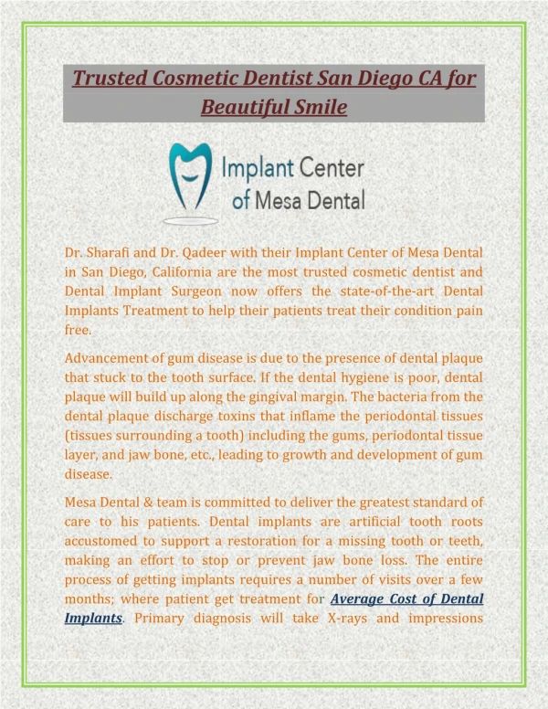 Trusted Cosmetic Dentist San Diego CA for Beautiful Smile