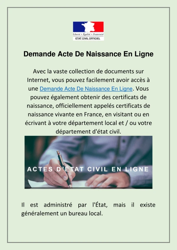 Demande Acte De Naissance En Ligne