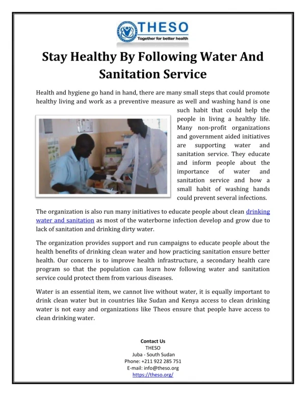 Stay Healthy By Following Water And Sanitation Service